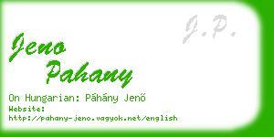 jeno pahany business card