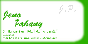 jeno pahany business card